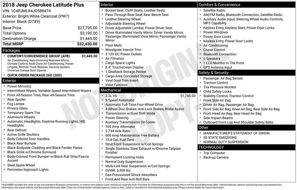 2018 Jeep Cherokee Latitude Plus 4x4