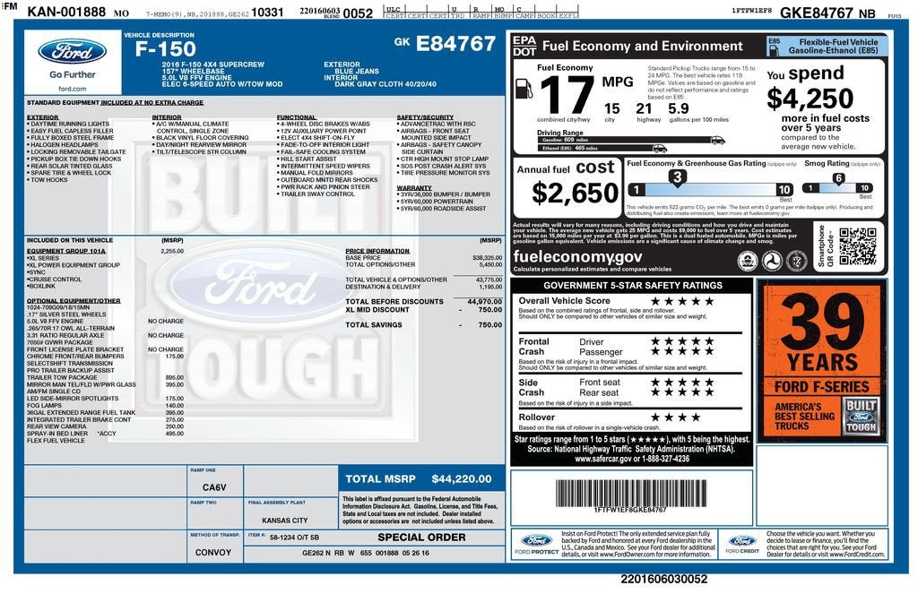 2016 Ford F-150 XL