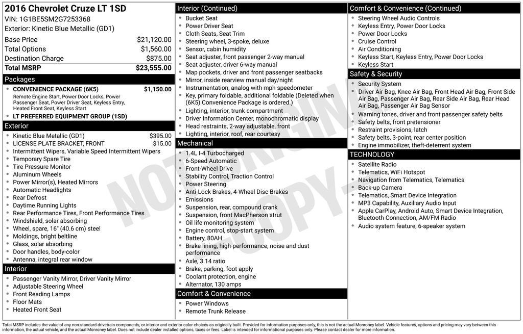 2016 Chevrolet Cruze LT