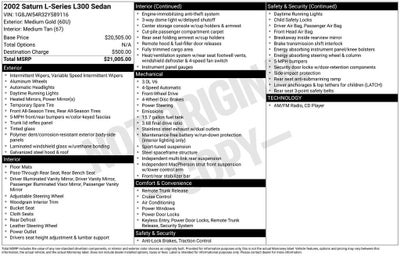 2002 Saturn L L300