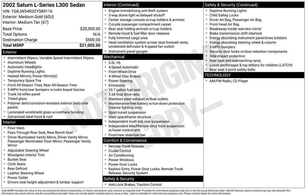 2002 Saturn L L300