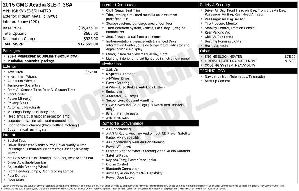 2015 GMC Acadia SLE