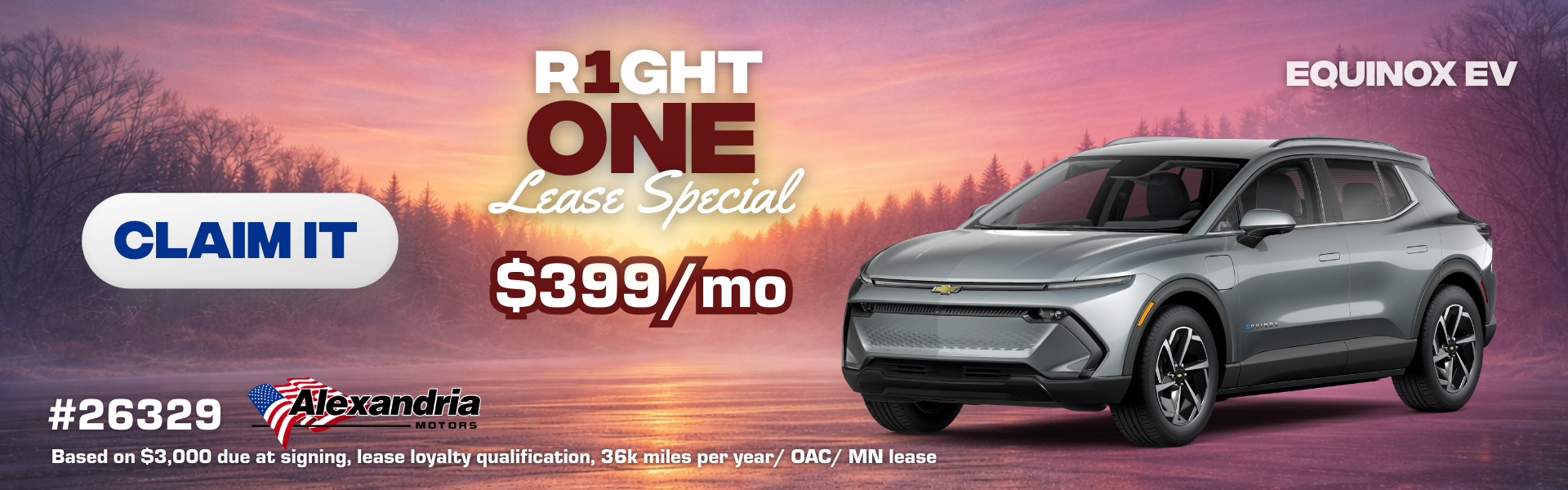 Purchase or lease the 2026 Equinox EV for as low as $369/mo