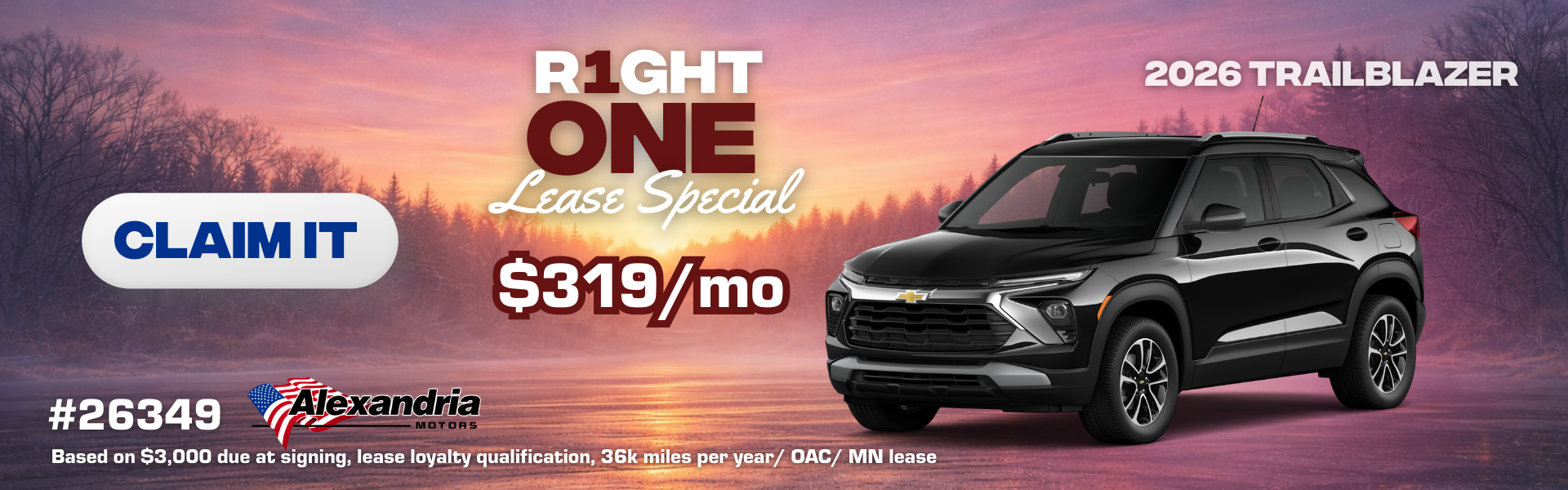 Purchase or lease the 2026 Trailblazer for as low as $369/mo